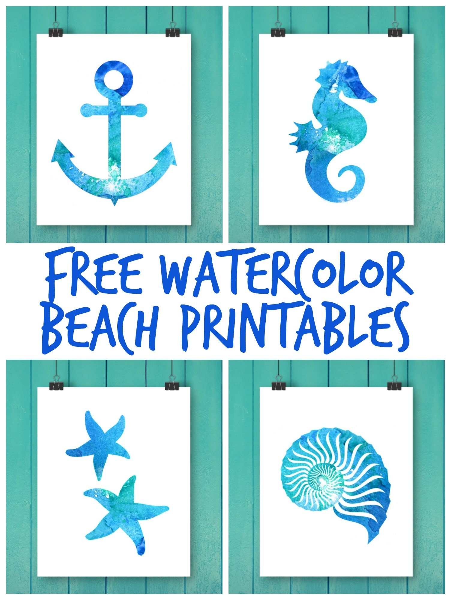 Decorate Your Home With These Beautiful Beach Watercolor Printables Download For FREE And Add To Your Favo Beach Printables Beach Watercolor Mermaid Wall Art