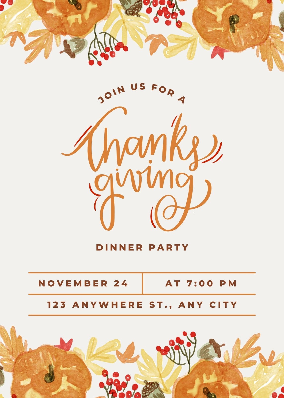 Thanksgiving Dinner Invitations Free Printable