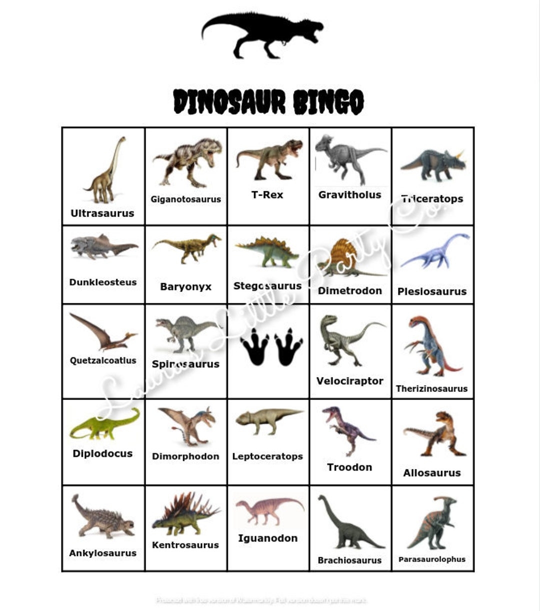 Dinosaur Bingo Printable 16 Unique Boards PLUS Caller Key Etsy