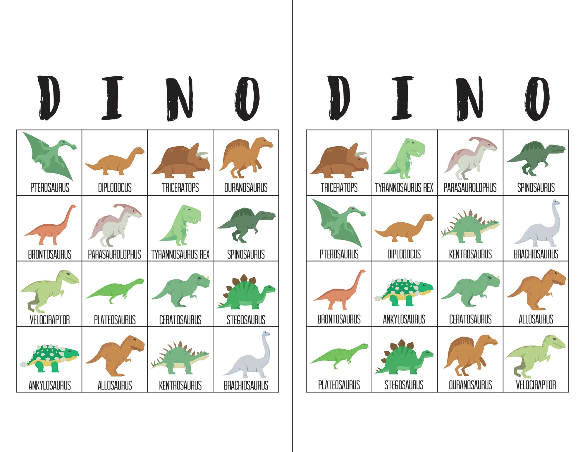 Dinovember Bingo Winnetka Northfield Public Library District