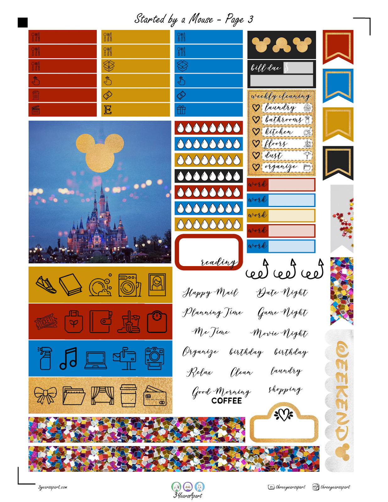 Disney Mickey Mouse Planner Sticker Kit Free Planner Printable Download 3 Years Apart