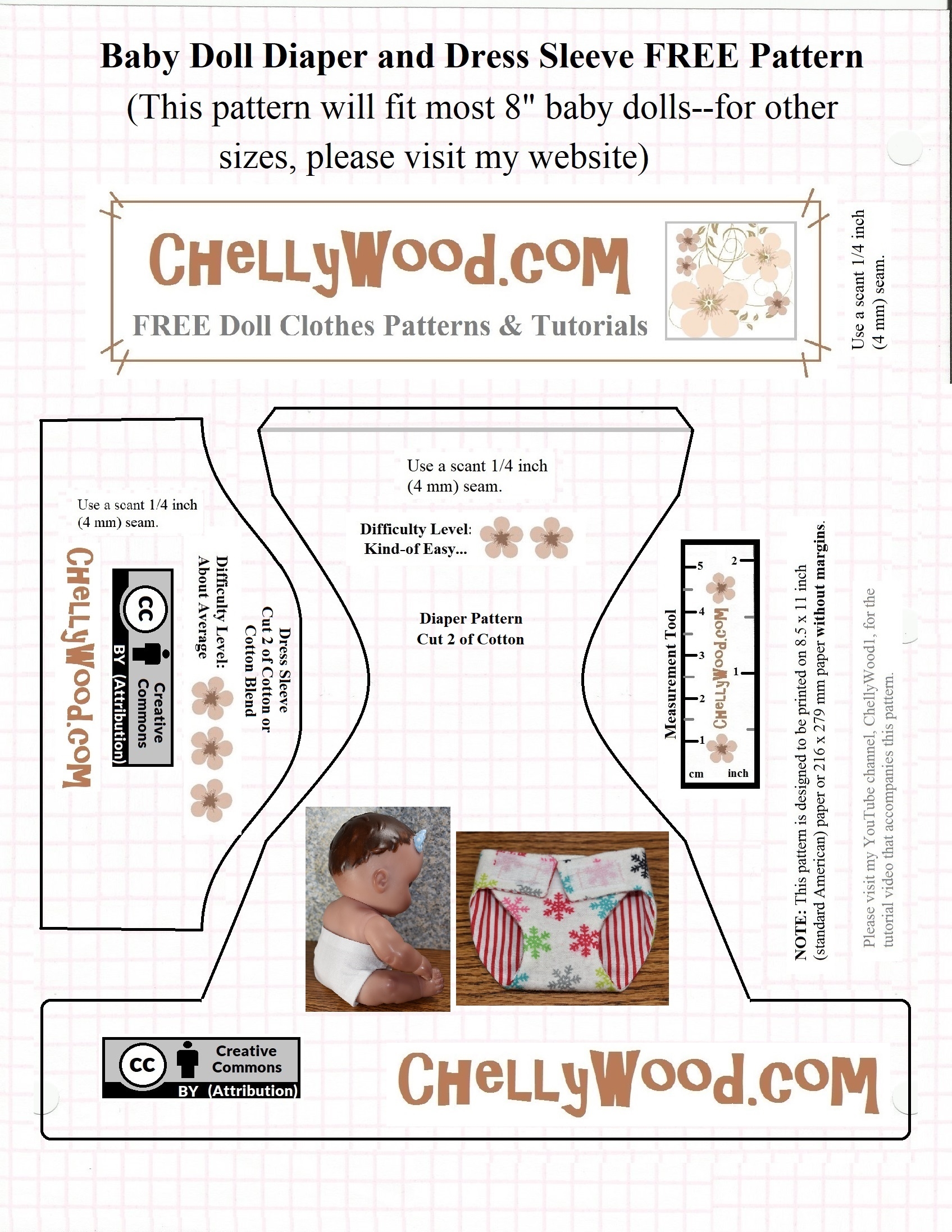 DIY Baby Dolls Diaper Nappy Makes A Great Gift For Kids Free Doll Clothes Patterns