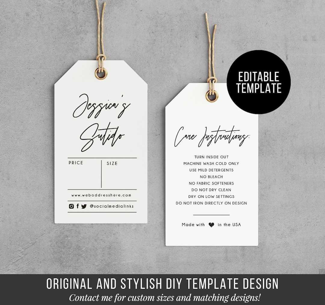 DIY Hang Tag Design Printable Hang Tag Template Ediatble Thank You Tag Clothing Tag Price Tag Labels And Tags DIY Hang Tag Label Etsy