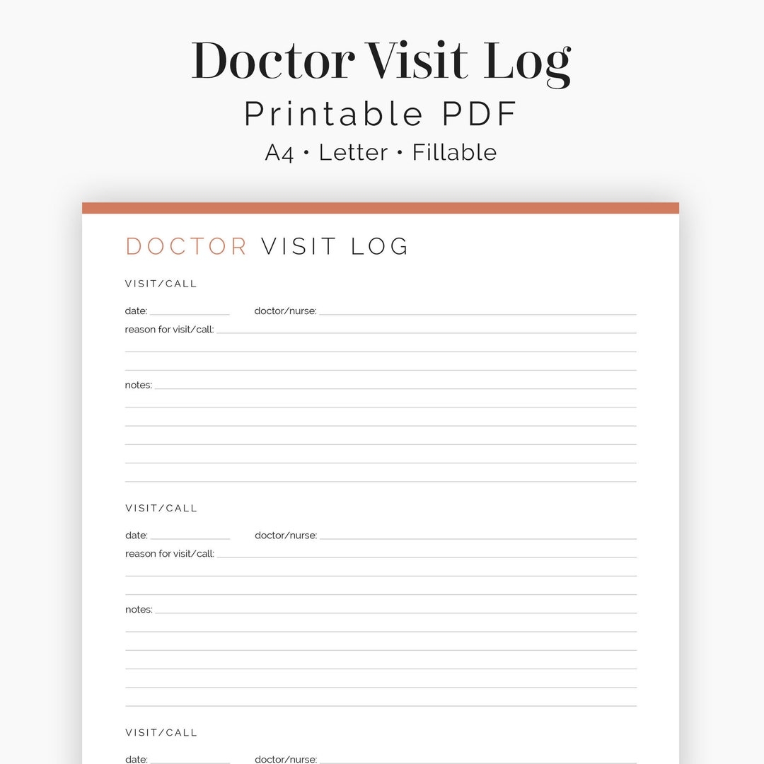 Doctor Visit Log 2 Layouts Health Medical Log Healthcare Planner Medical Planner Printable PDF 3 Colours Instant Download Etsy