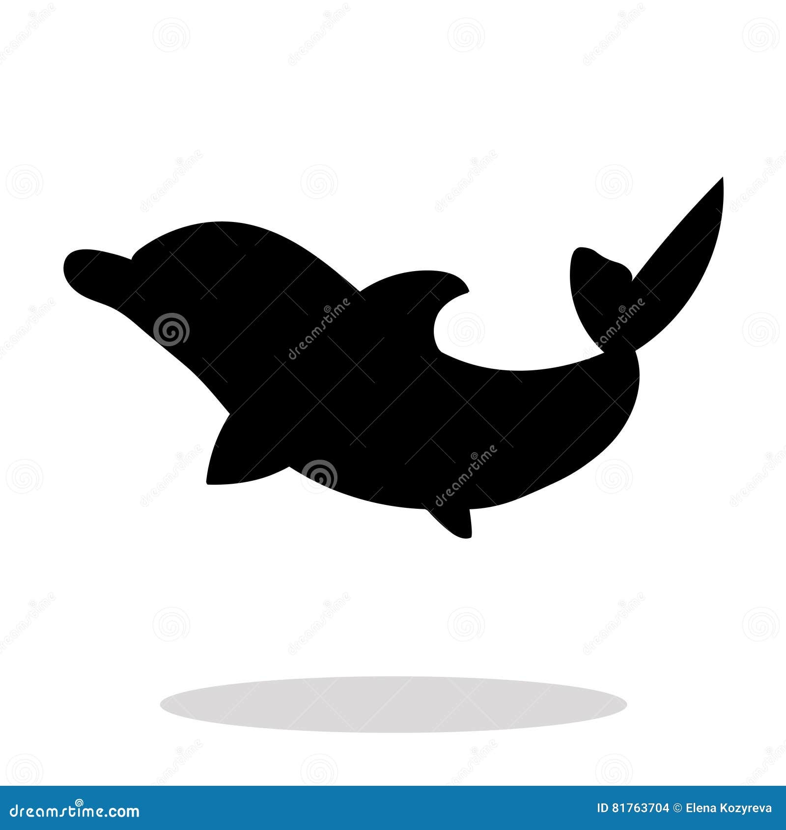 Dolphin Sea Animal Black Silhouette Stock Vector Illustration Of Cute Aquarium 81763704