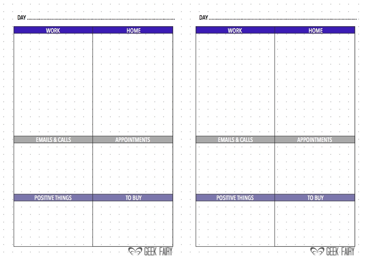 Download Free Printable A5 Bullet Journal Filofax Inserts Geek Fairy Design Studio