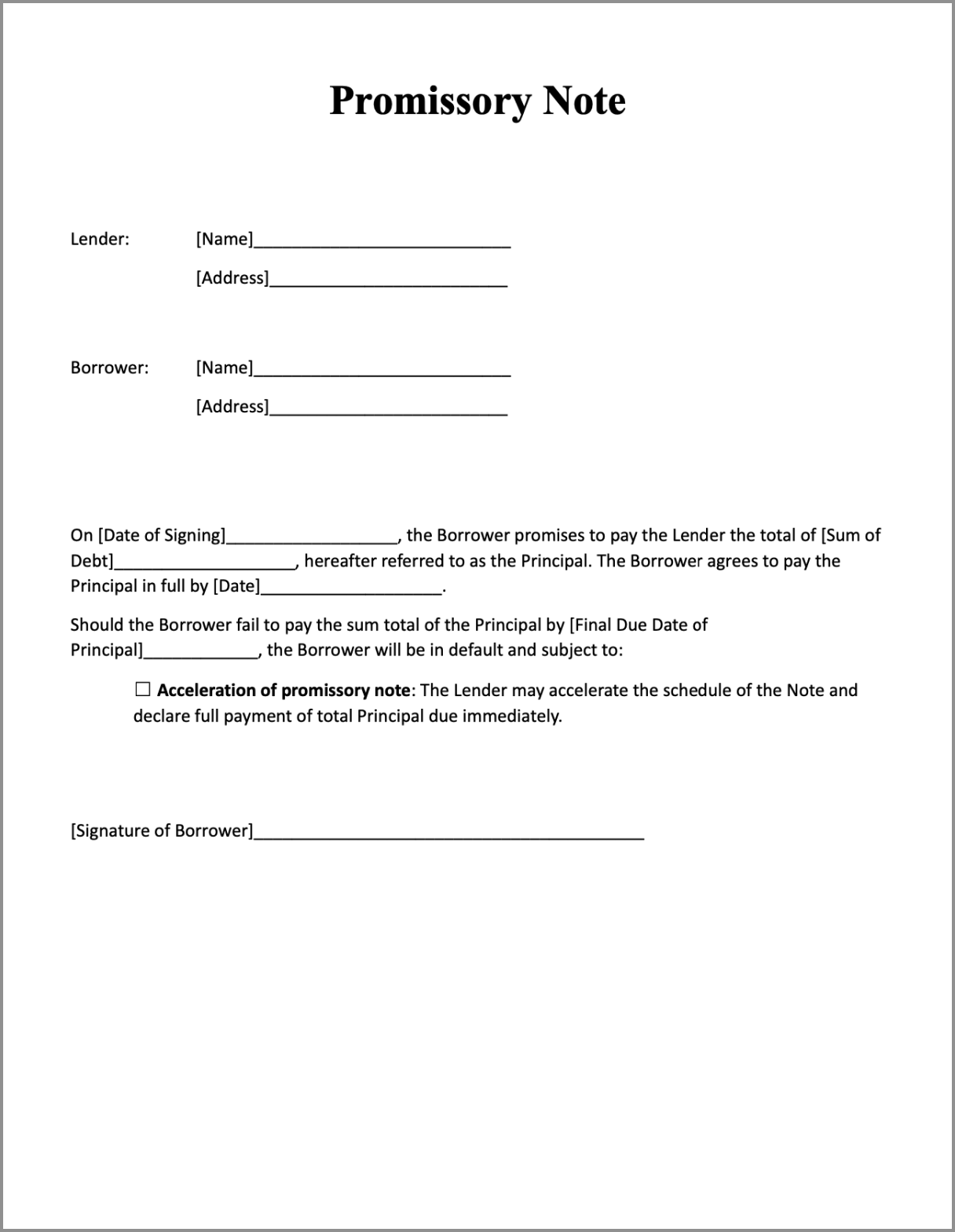Download Free Promissory Note Template In Word And PDF Signeasy