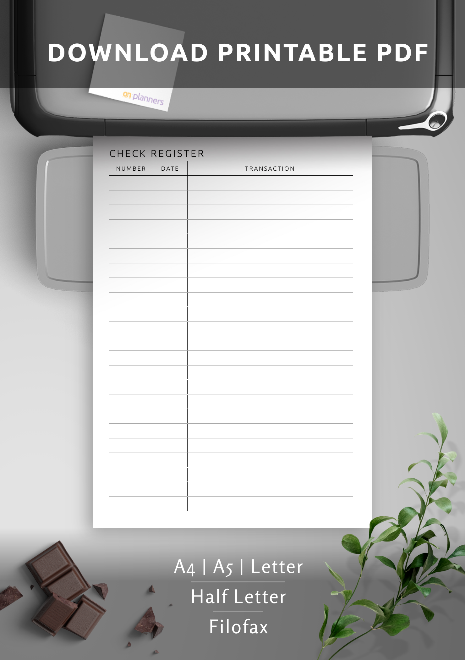 Free Printable Checkbook Register Pdf
