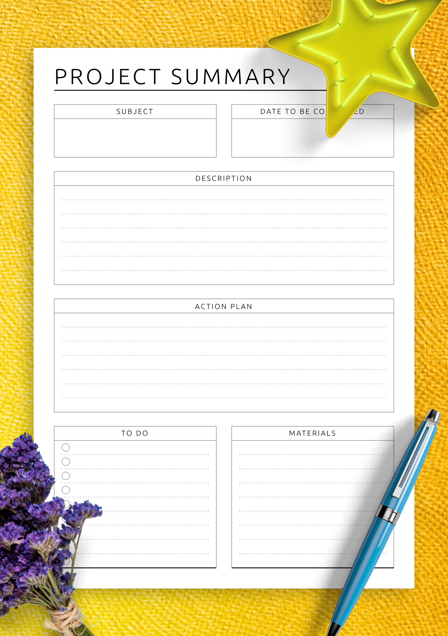Free Printable Project Planner Page
