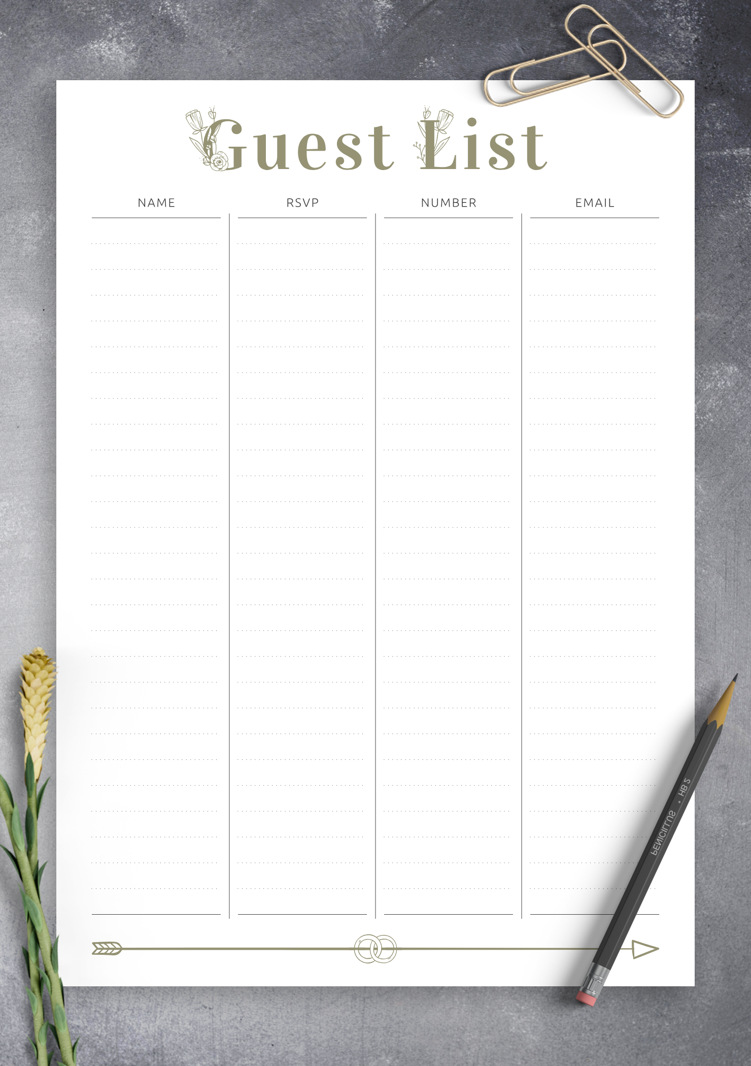 Free Printable Guest List