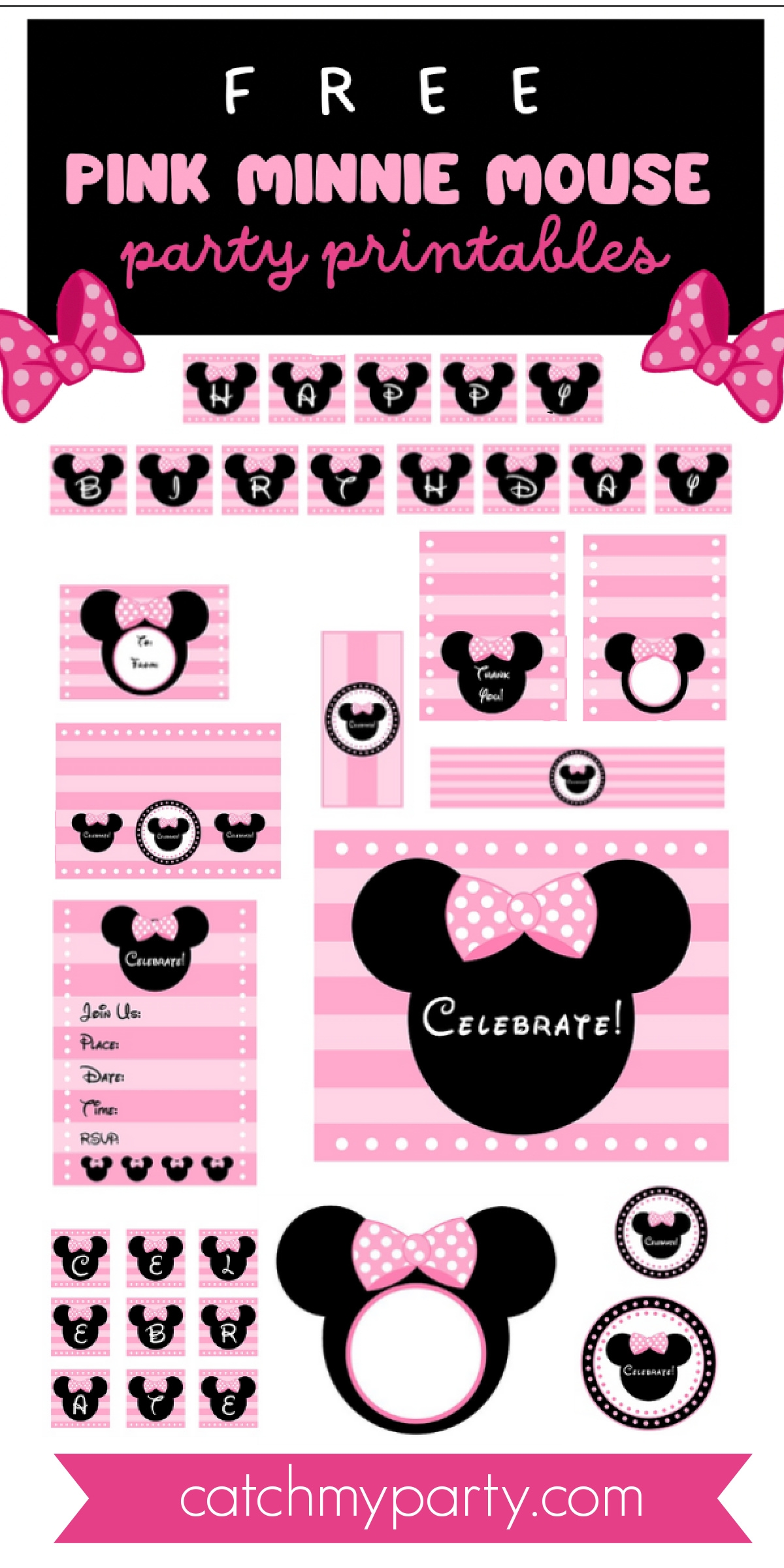 Download These Free Pink Minnie Mouse Party Printables Catch My Party