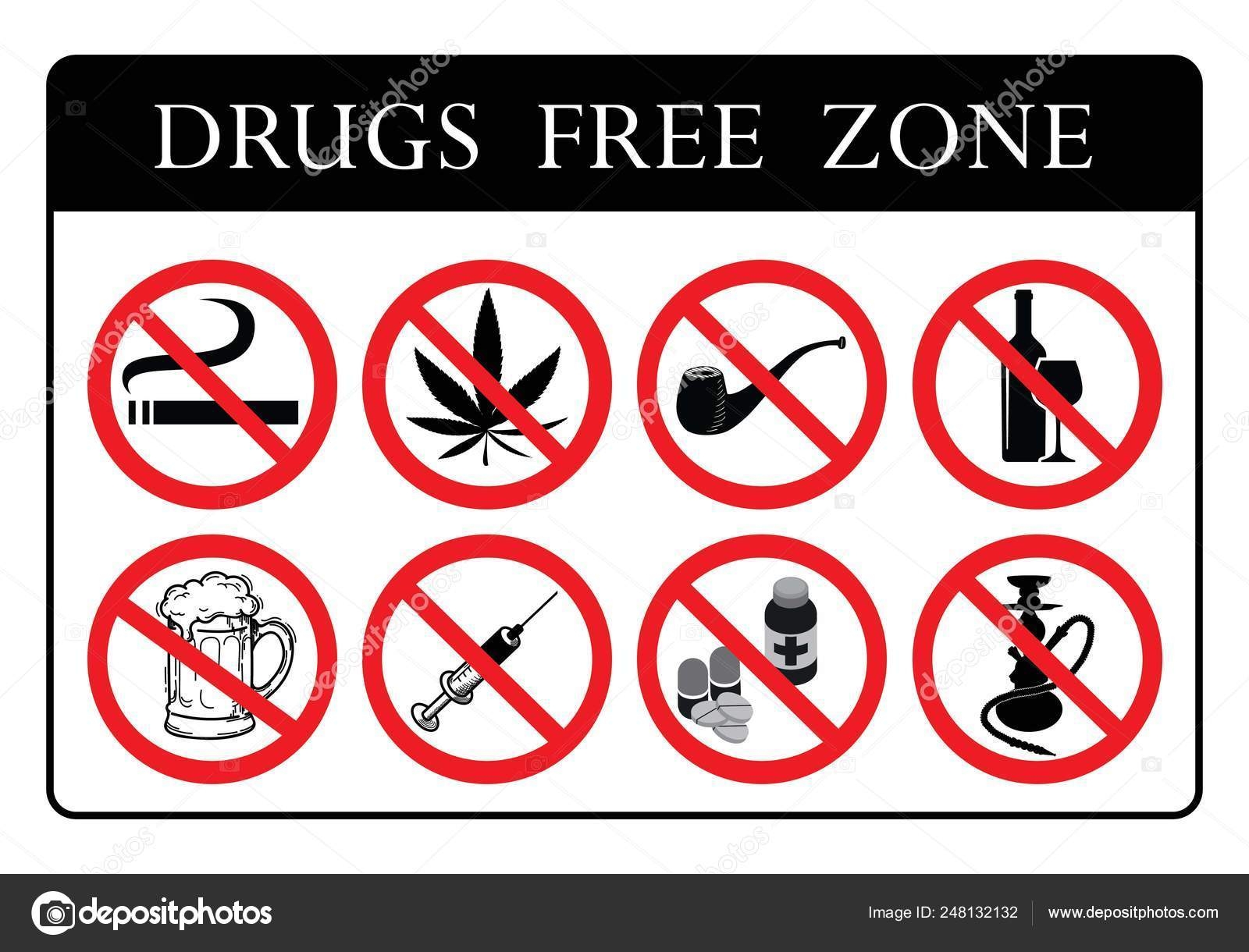 Drugs Free Zone Board Drugs Prohibition Sign Collection Smoking Marijuana Stock Vector By lakmaljz gmail 248132132