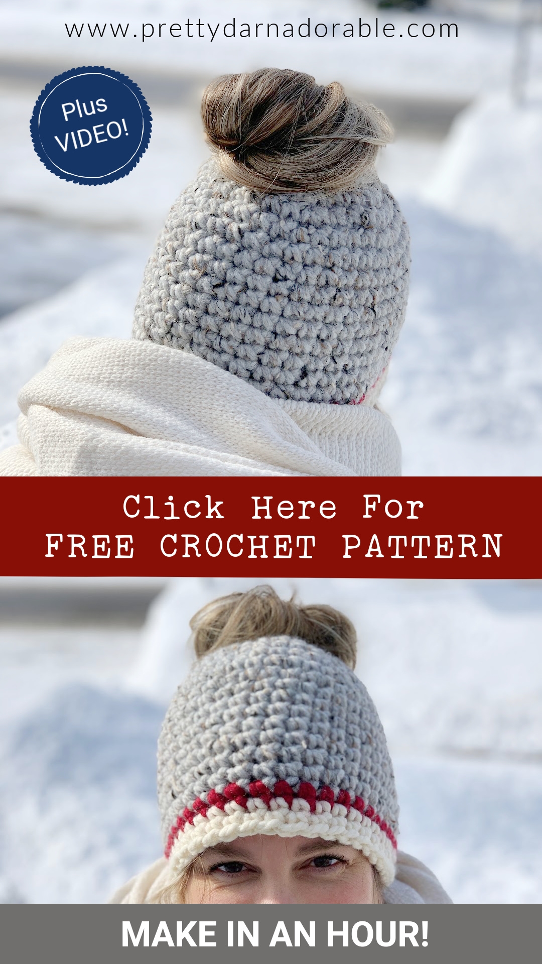 Easy 1 Hour Messy Bun Beanie Free Crochet Pattern Pretty Darn Adorable