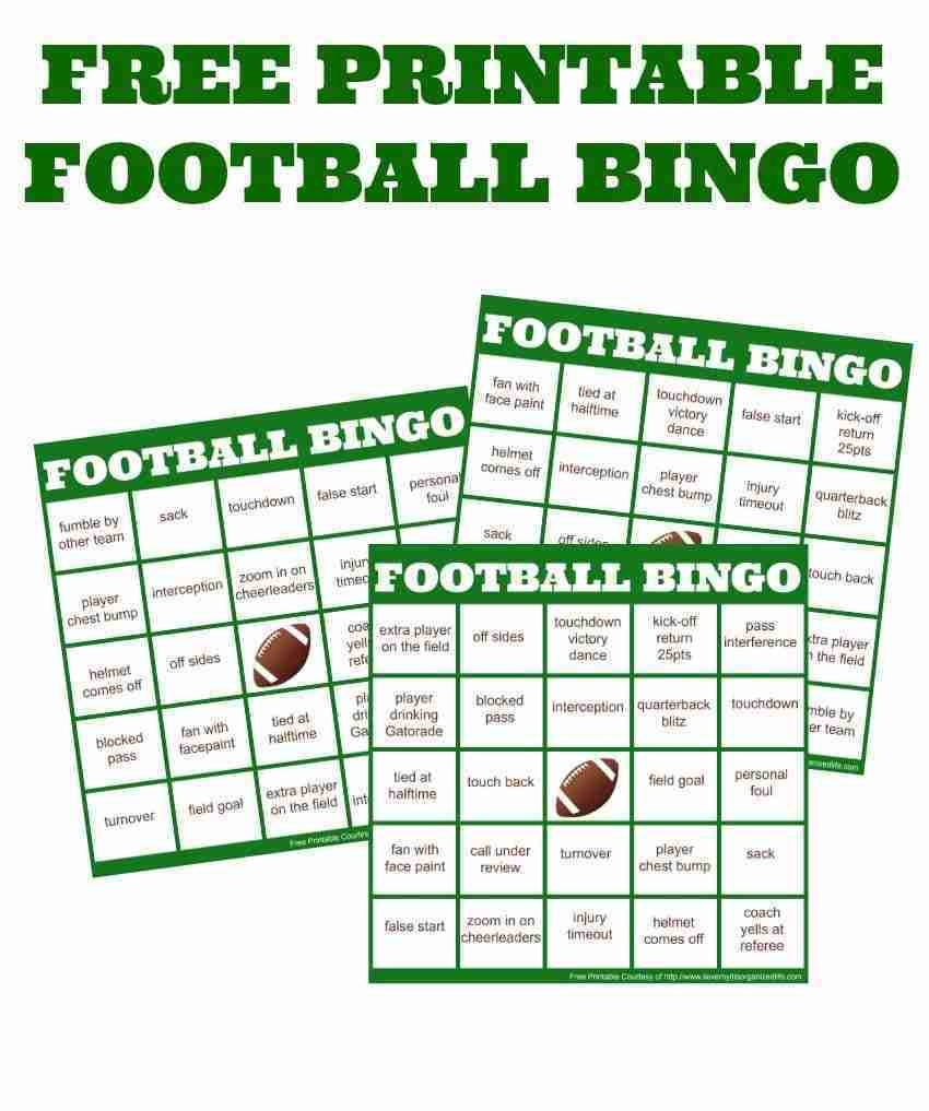 Free Printable Football Bingo