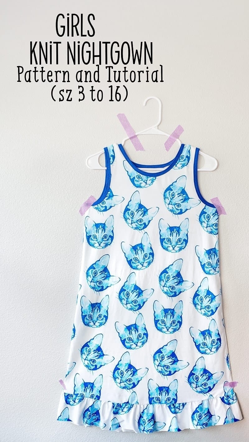 Easy Free Girl s Nightgown Pattern And Tutorial for Knit Fabric Sz 3 16 