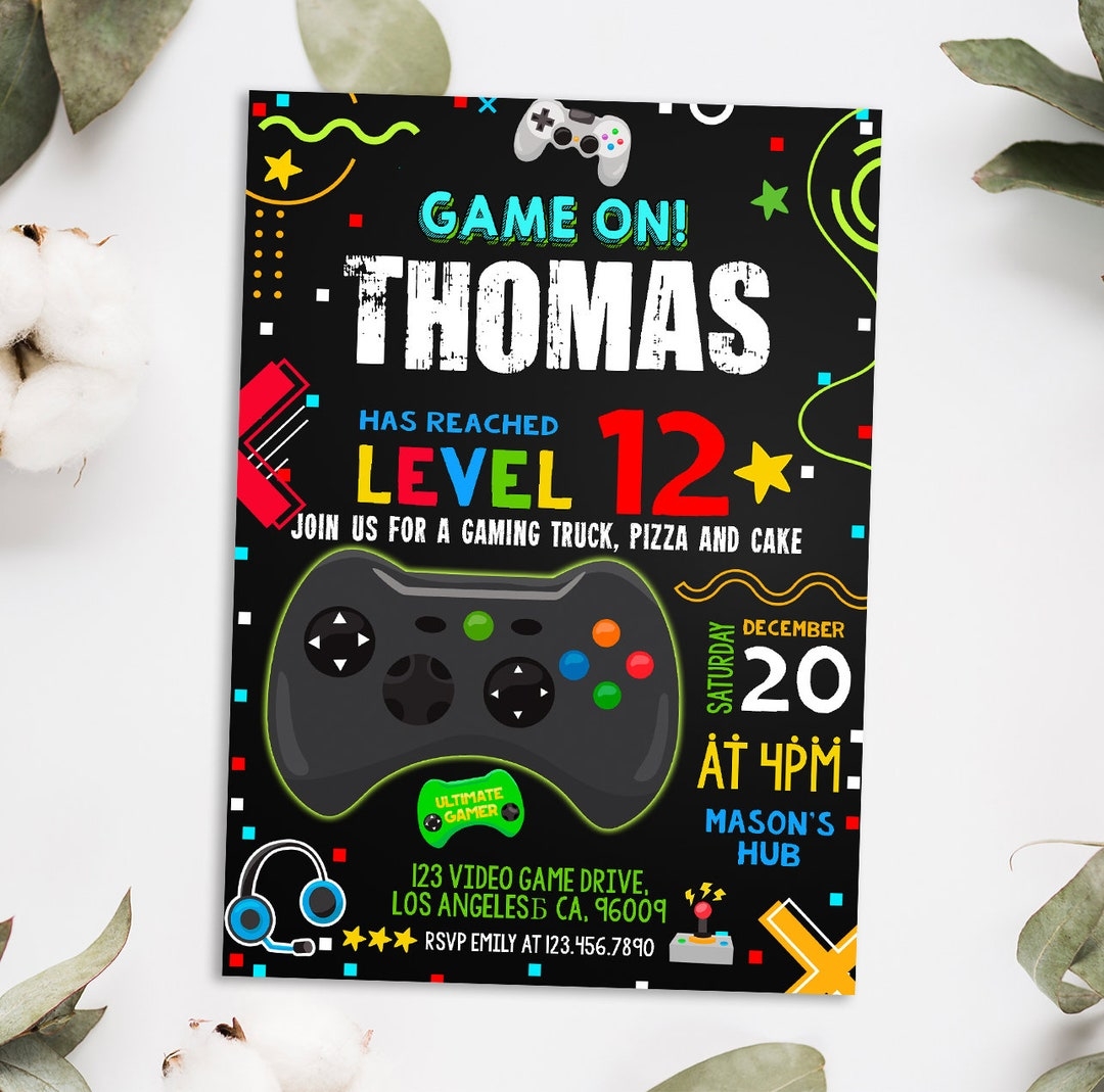 Editable Gamer Birthday Invitation Video Game Party Invite Gaming Game On Instant Download Template Digital 20 36 Etsy