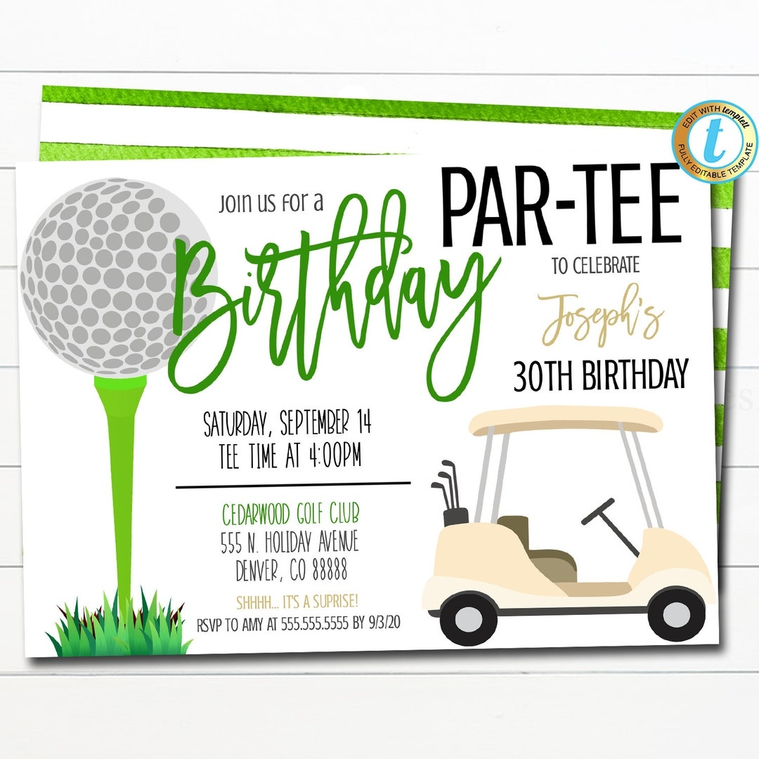 EDITABLE Golf Party Invitation Let s Par tee Men s Birthday Adult Invite Company Work Golf Party Retirement Party DIY Printable Template Etsy