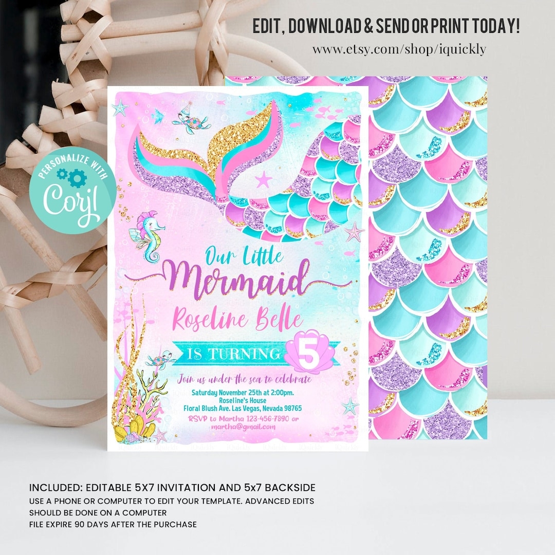 Free Printable Mermaid Birthday Invitations