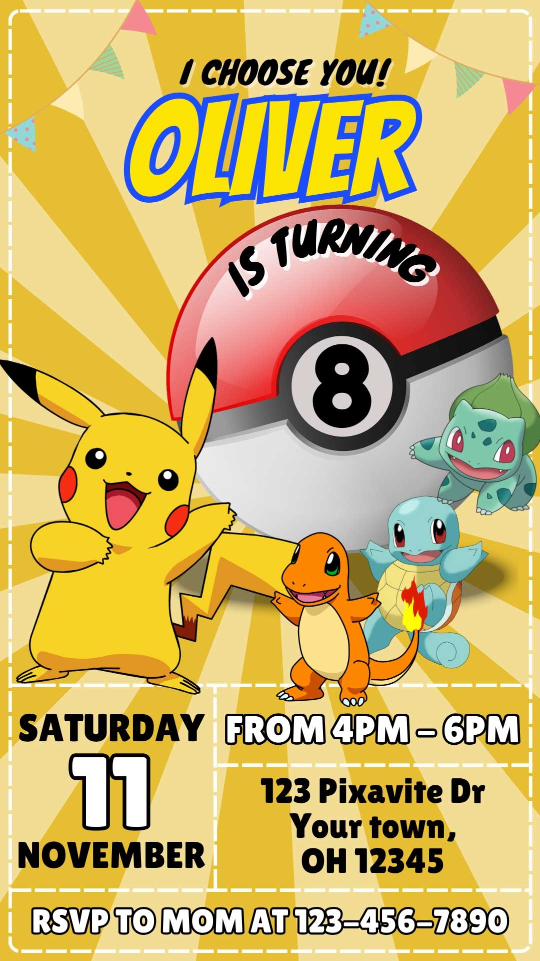 Editable Pok mon Pikachu Birthday Invitation Template Amazing Invite