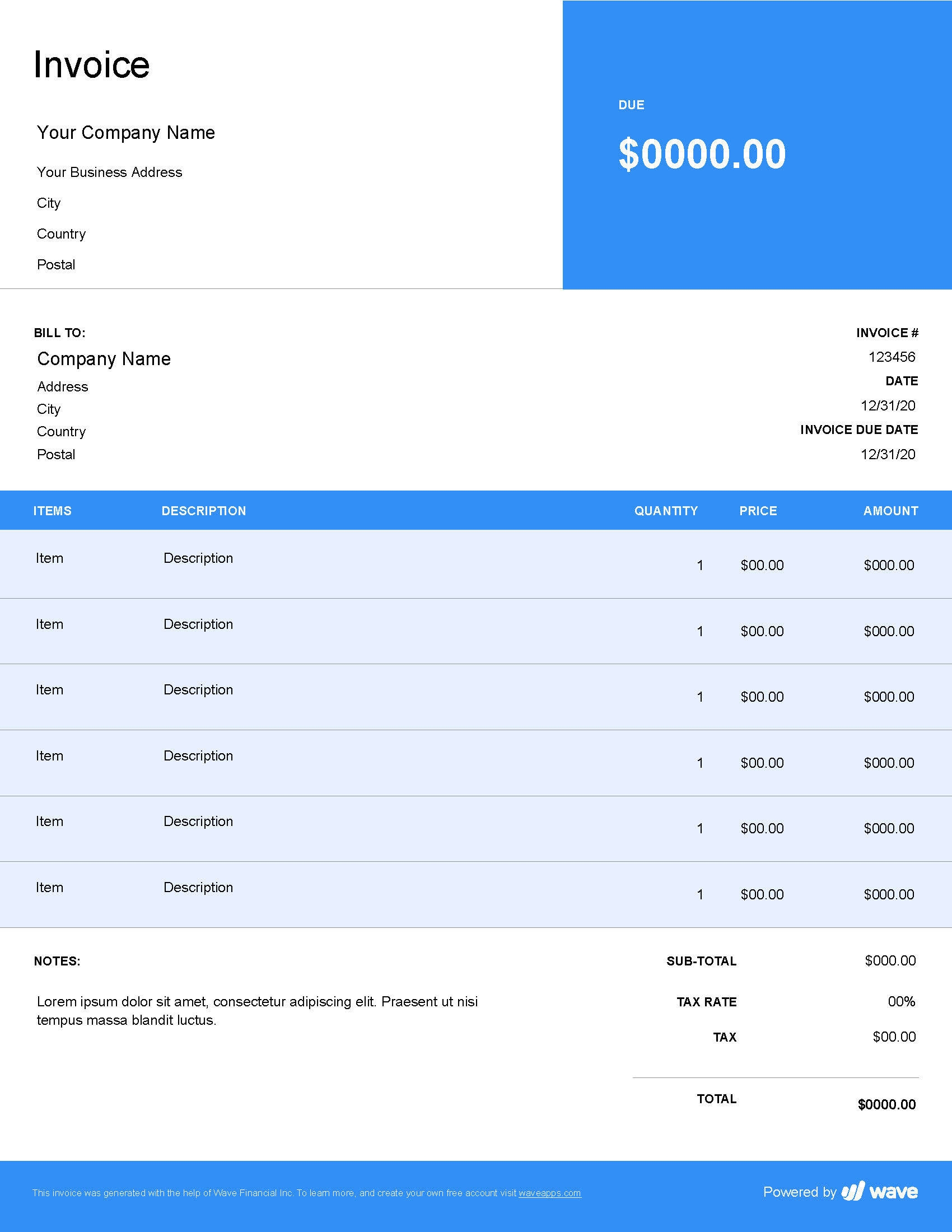 Free Printable Electrical Invoices