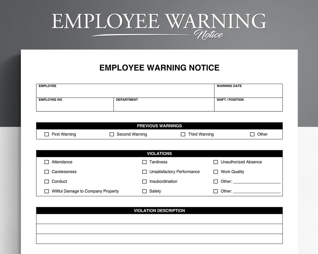 Free Printable Employee Warning Forms