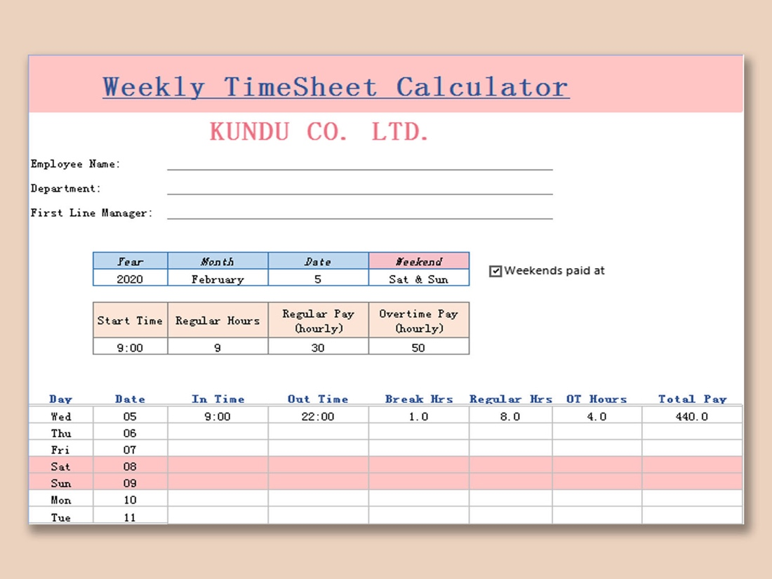 Excel Timesheet Template Free Download WPS Office Academy
