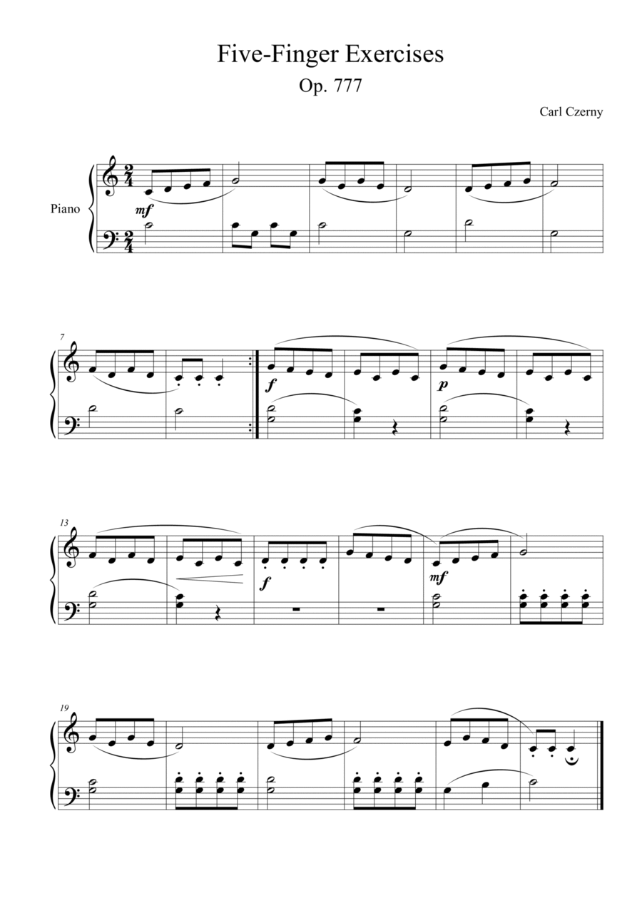 Exercise Op 777 arr Passoni Music By Carl Czerny Sheet Music For Piano Solo At Sheet Music Direct