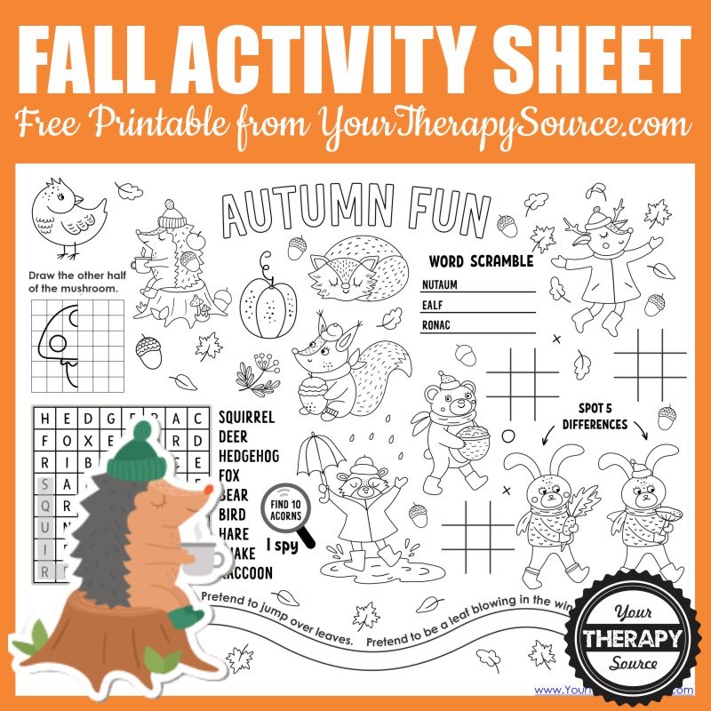 Fall Activity Page Free Printable Your Therapy Source