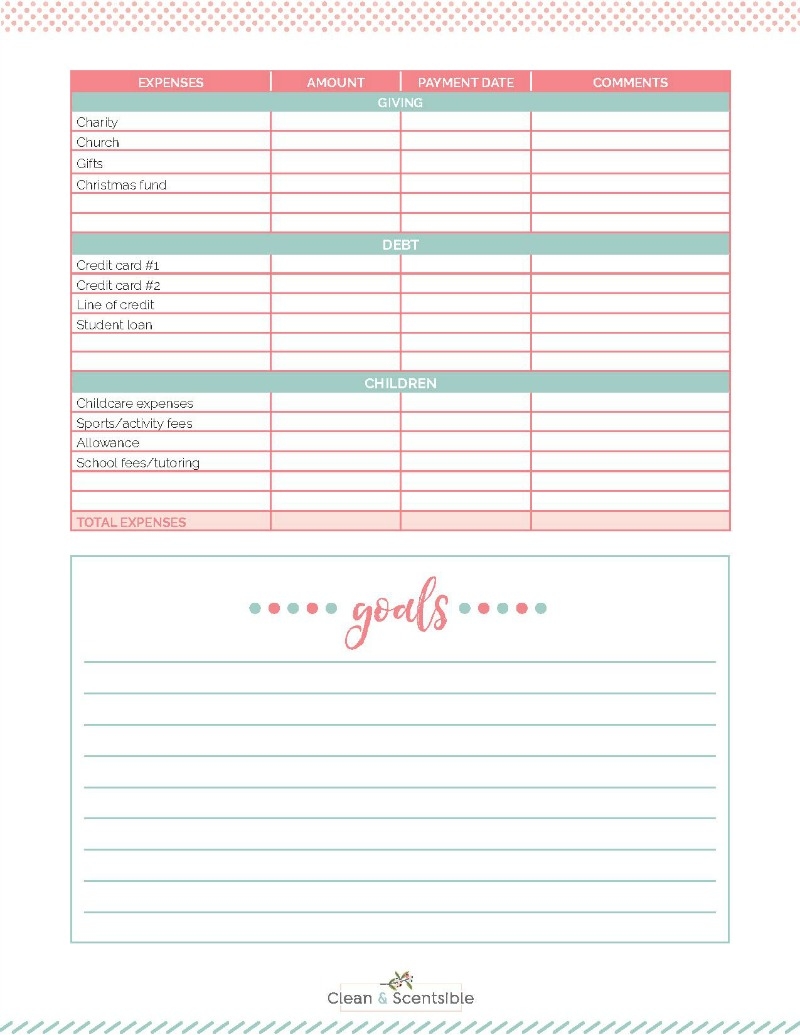Budget Planner Free Printable