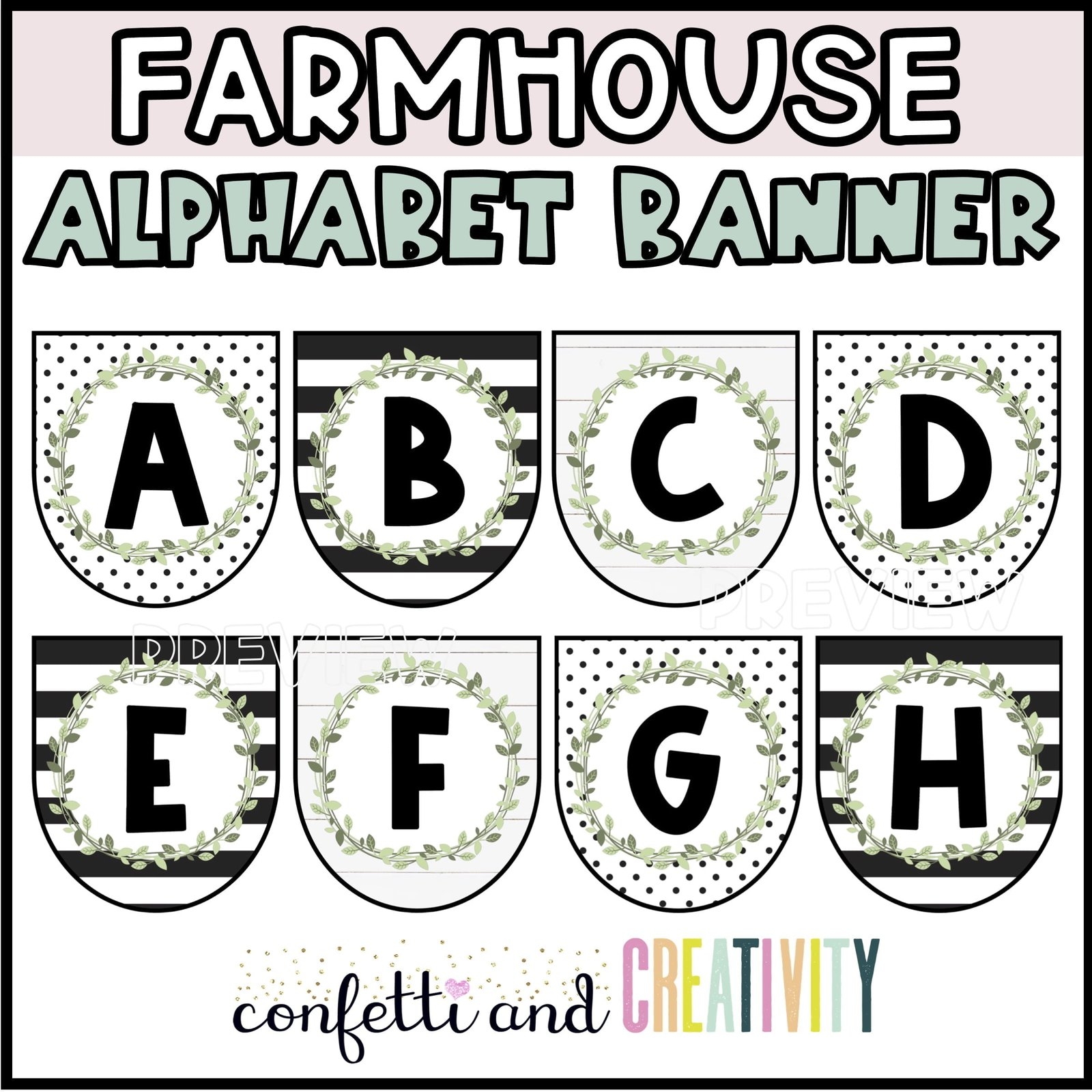 Farmhouse Floral Alphabet Banner Confetti Creativity