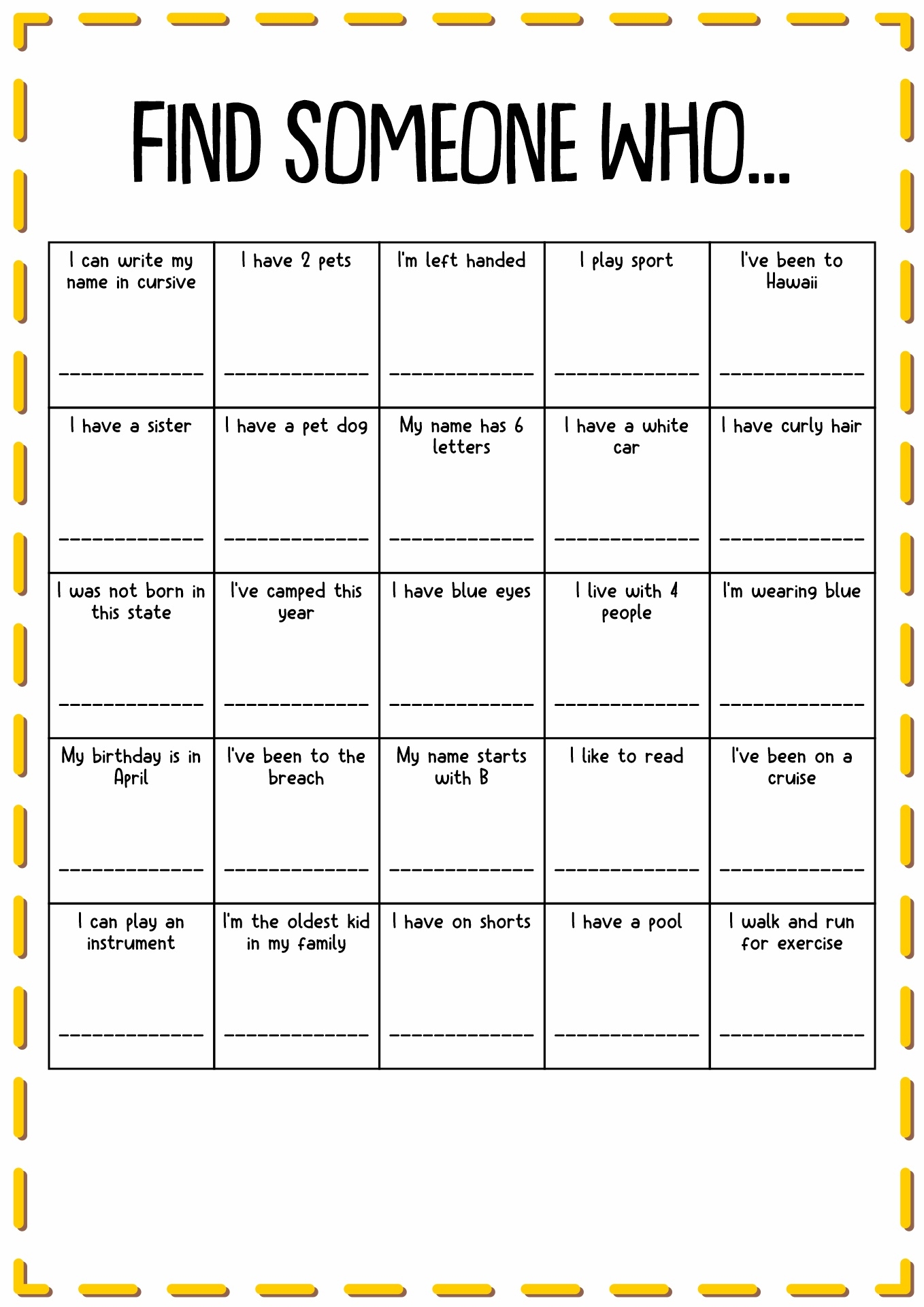 Find Someone Who Worksheet A To Z Teacher Stuff Printable Pages Worksheets Library