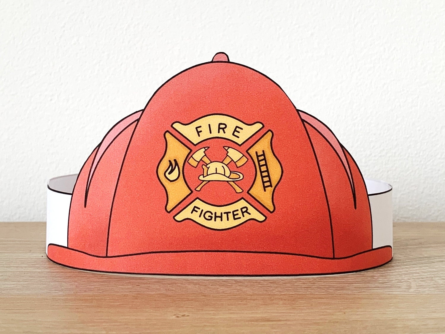 Firefighter Helmet Paper Crown Party Template Printable Kids Craft Fireman Costume Birthday Printable Favor Costume DIY Instant Download Etsy