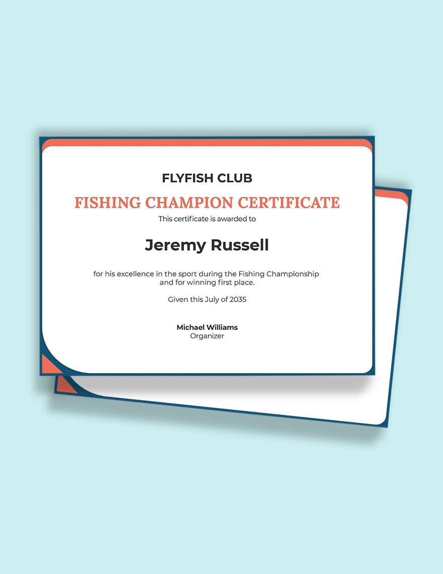 Fishing Champion Certificate Template In Word Pages Publisher Google Docs Download Template