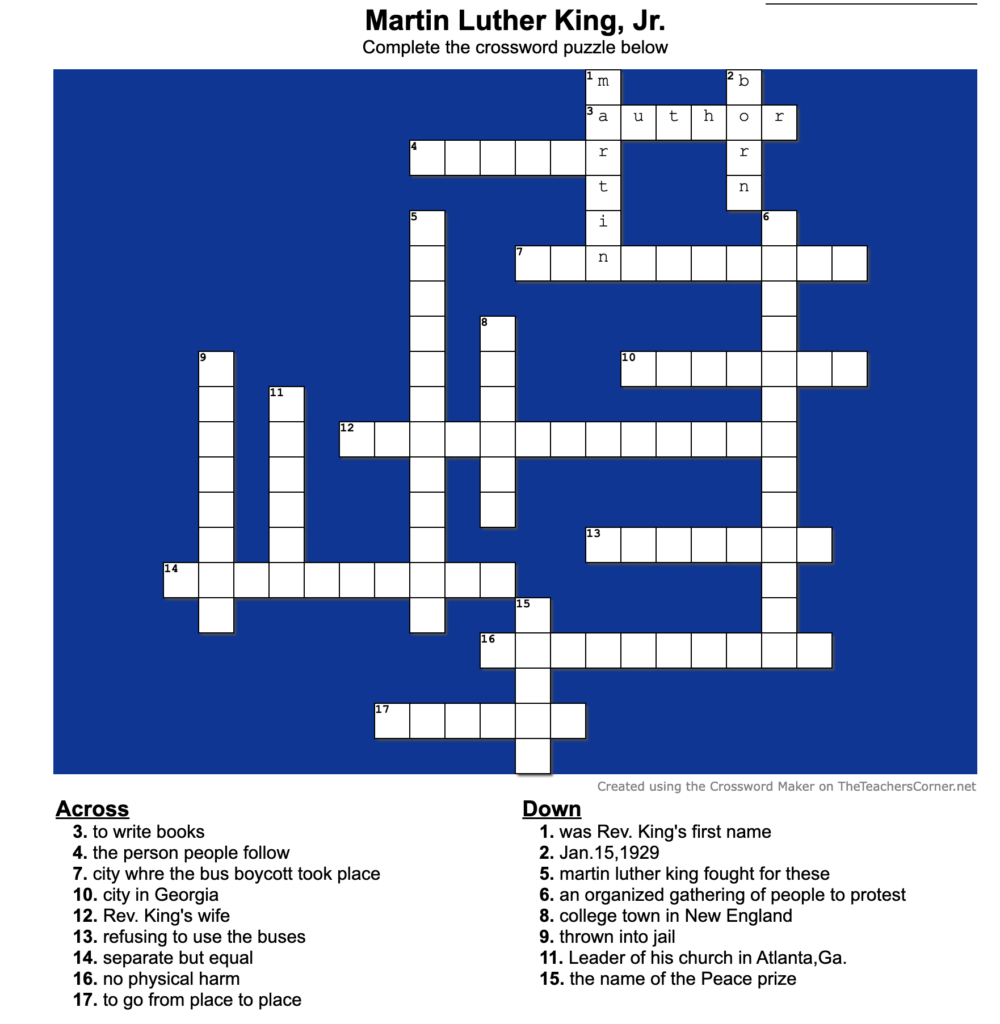Printable Crossword Maker Free