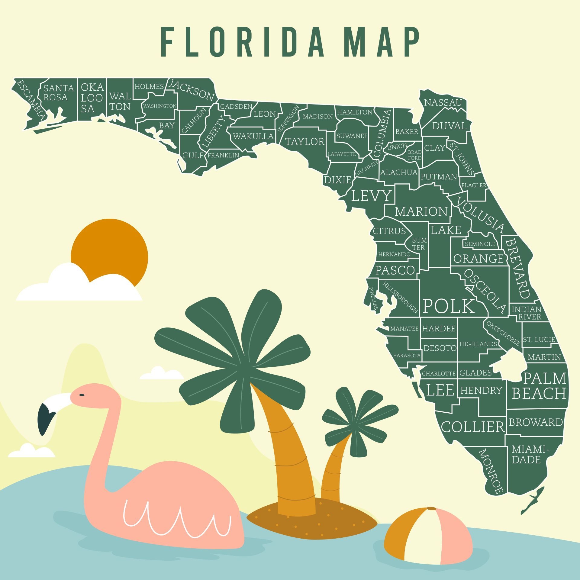Florida State Map 10 Free PDF Printables Printablee