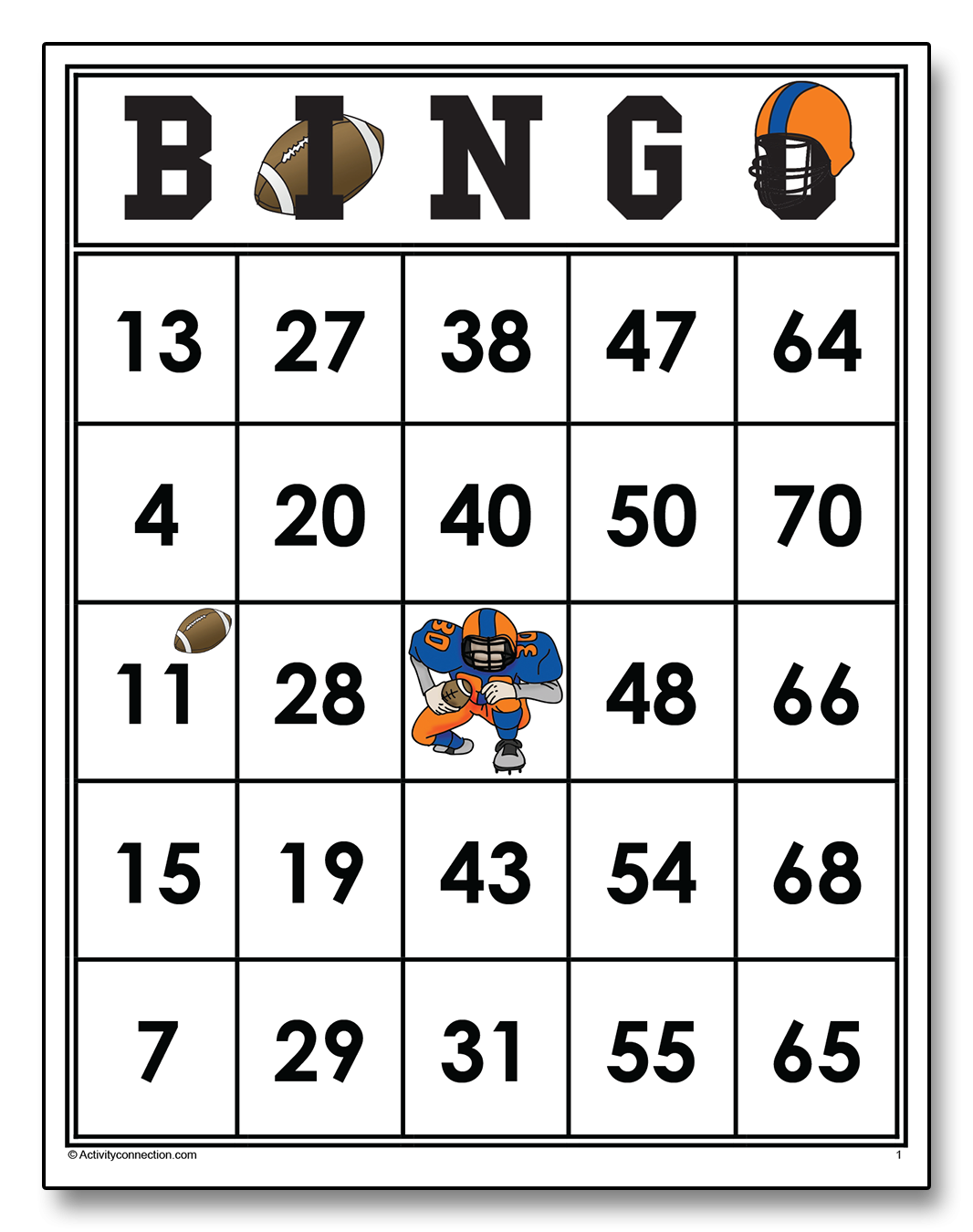 Football Bingo Cards Printable Activity Connection