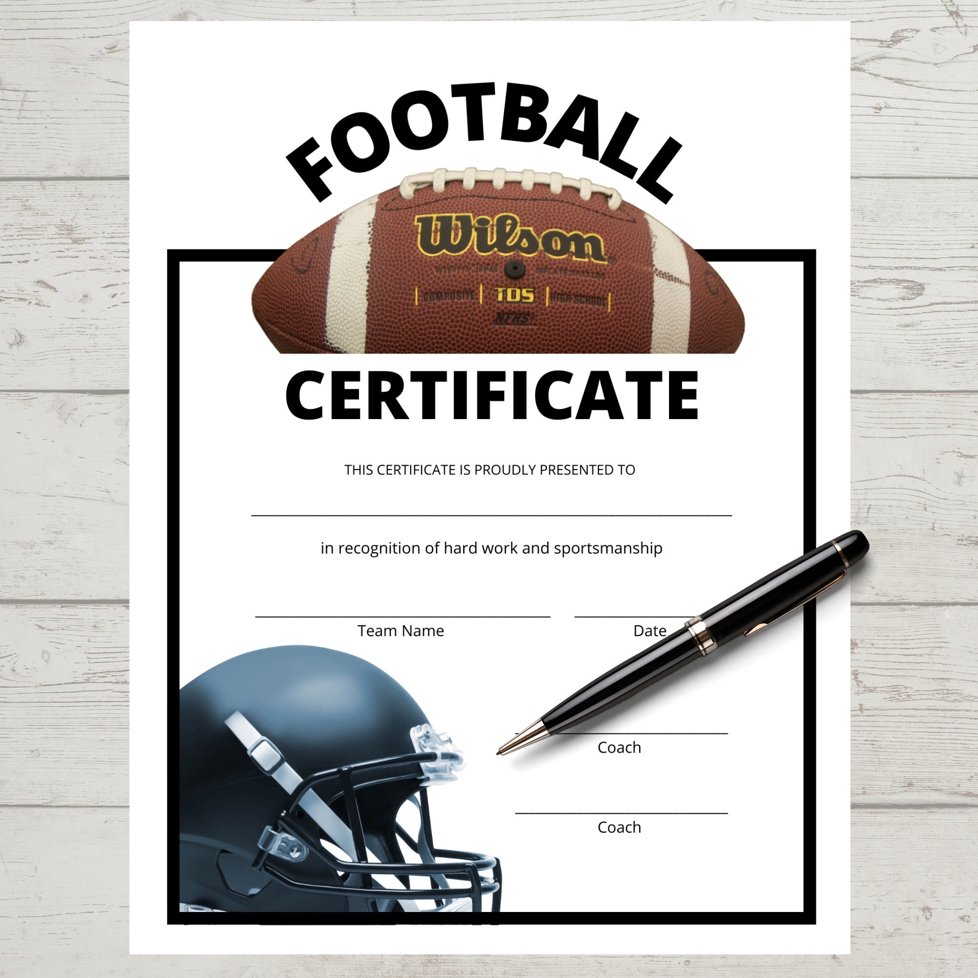 Football Certificate Achievement Award Sports MVP Certificate Of Completion Sports Award Printable Instant Download Print At Home Etsy