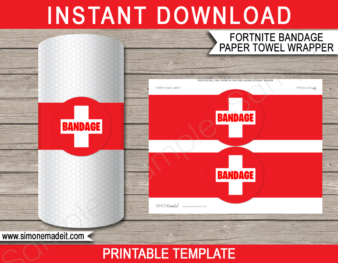 Fortnite Bandage Paper Towel Printable Template Fortnite Decorations
