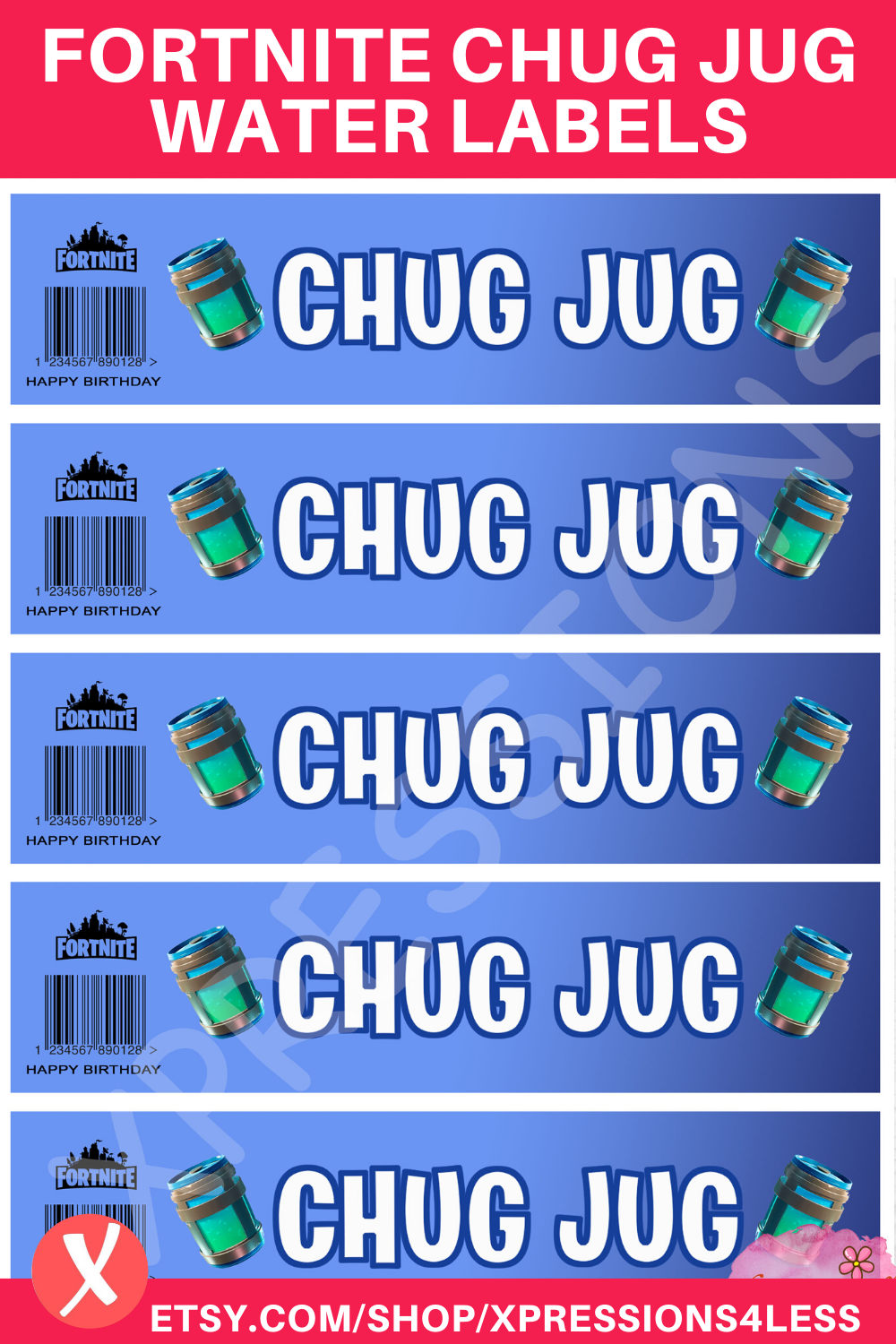 Fortnite Chug Jug Label Chug Jug Bottles Fortnite Labels Fortnite Bottle Wrappers INSTANT DOWNLOAD