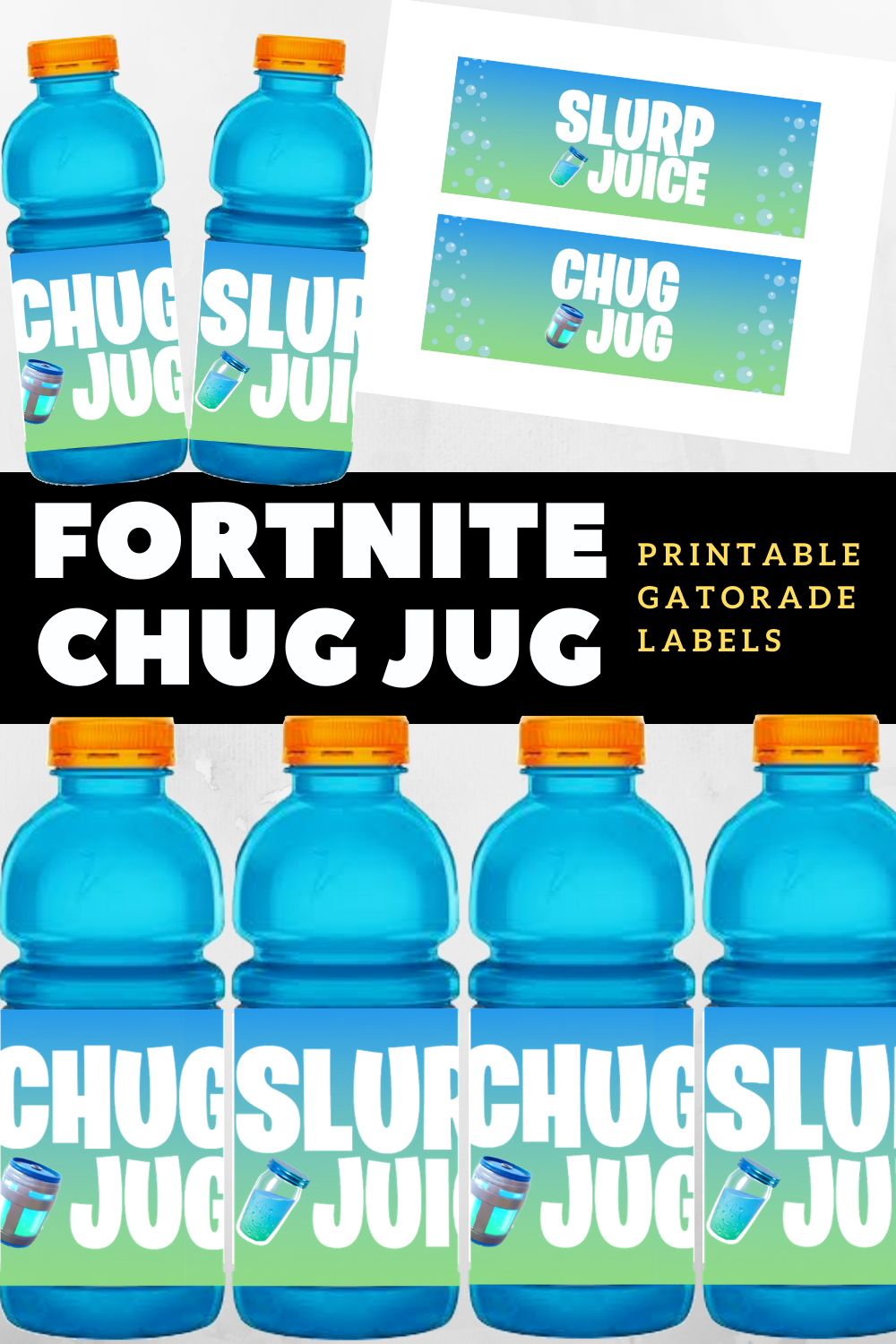 Fortnite Party 20oz Gatorade Chug Jug And Slurp Juice Printable Labels