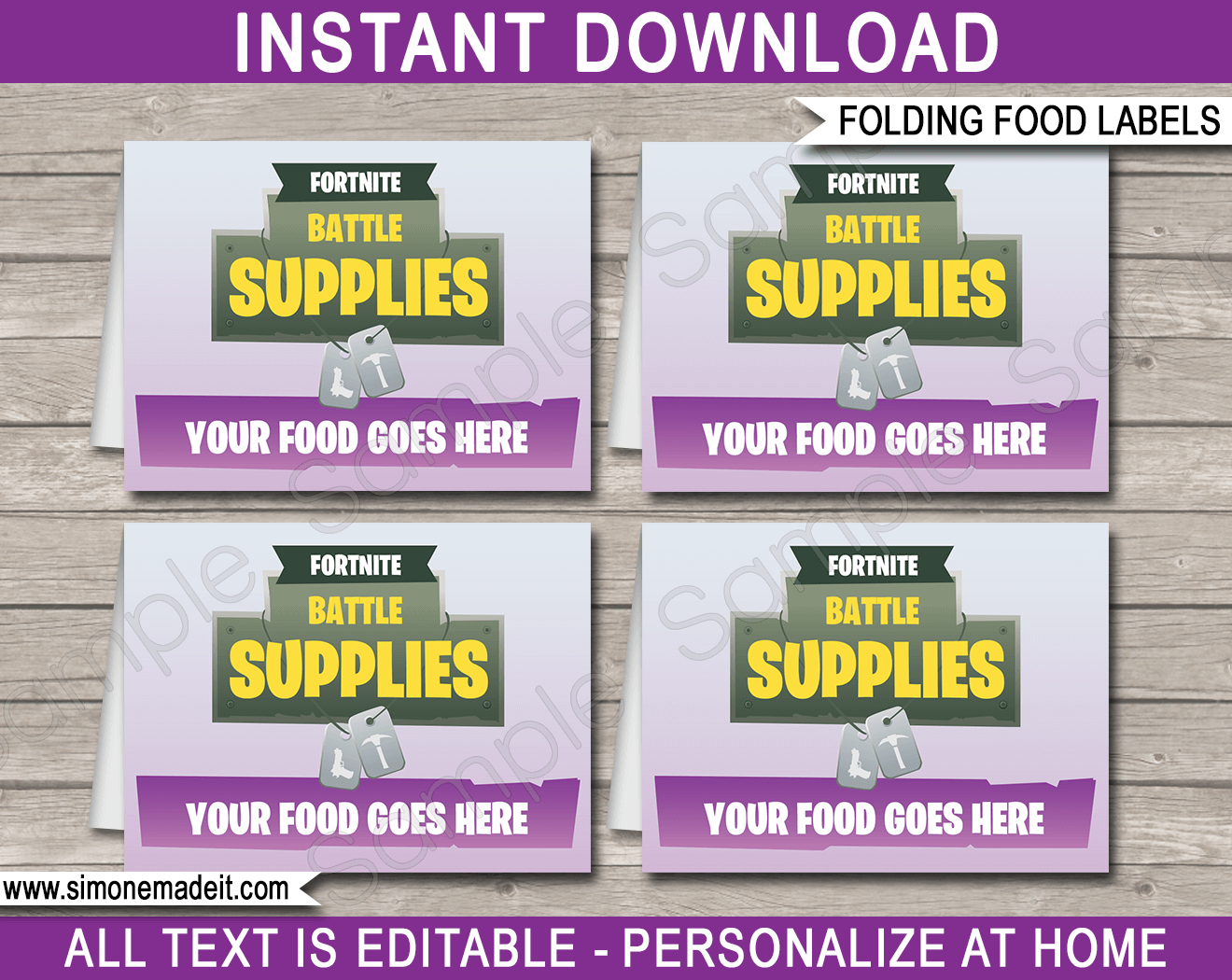 Fortnite Printable Food Labels Fortnite Birthday Party Place Cards