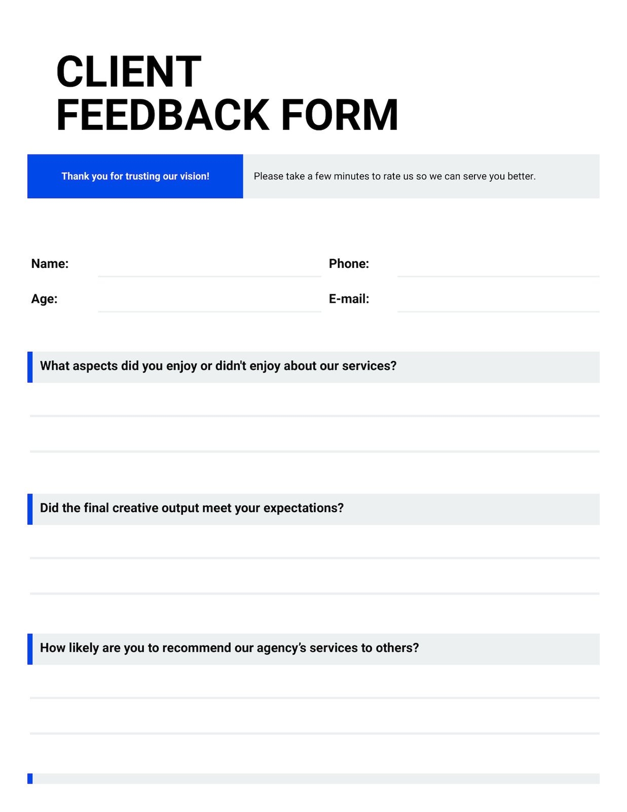 Free And Customizable Feedback Templates