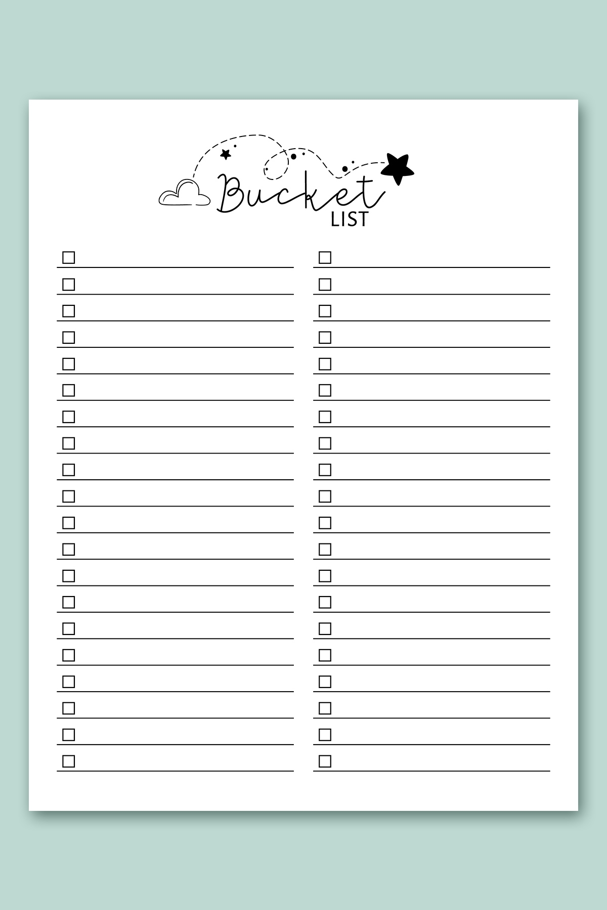 Free Bucket List Printable Templates summer Travel Etc 