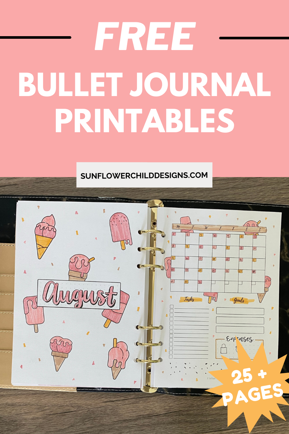 Free Bullet Journal Printables 25 Pages With Doodles Sunflower Child Designs