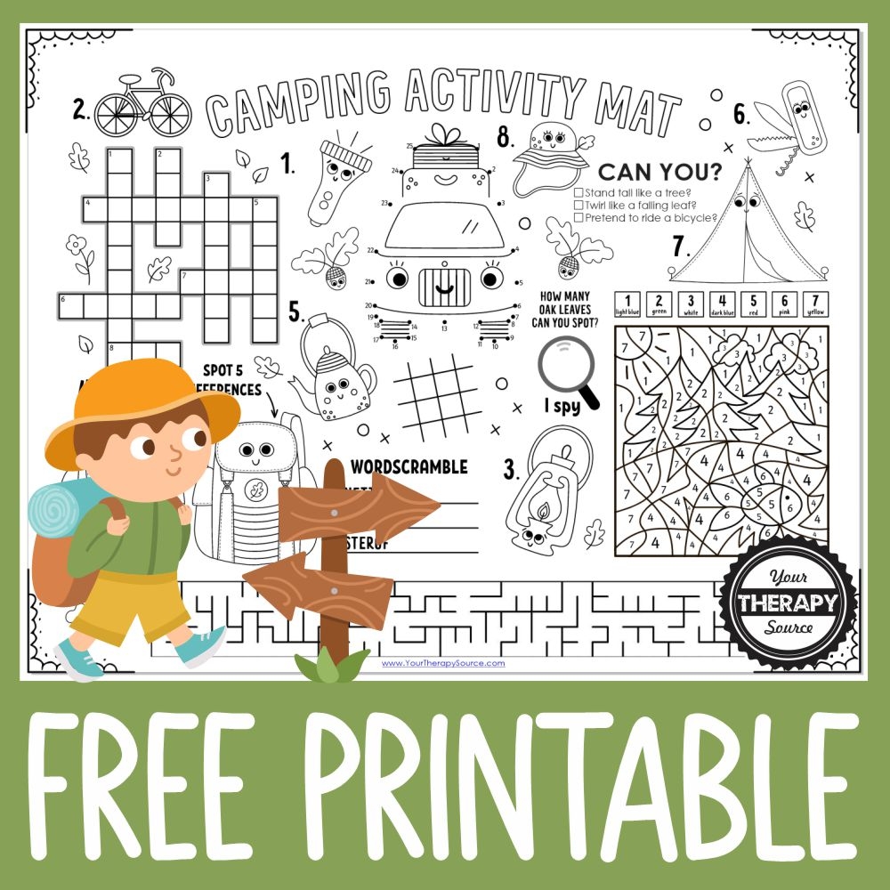Free Camping Worksheet Your Therapy Source