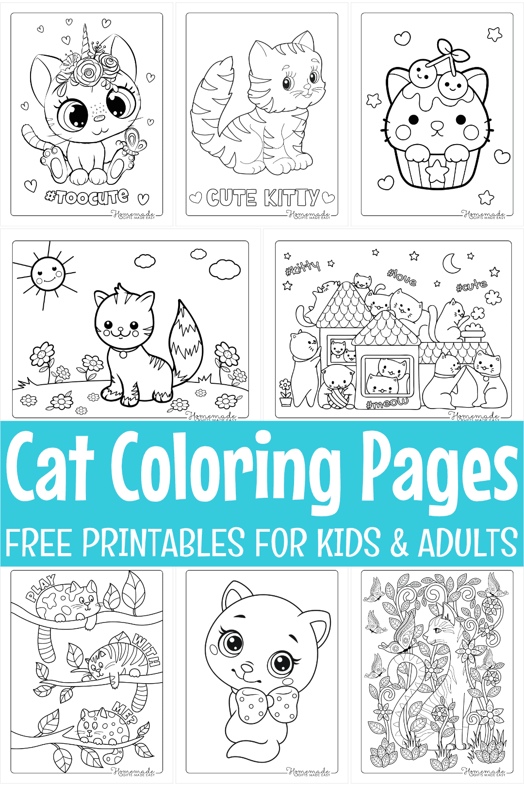 Free Cat Coloring Pages For Kids Adults