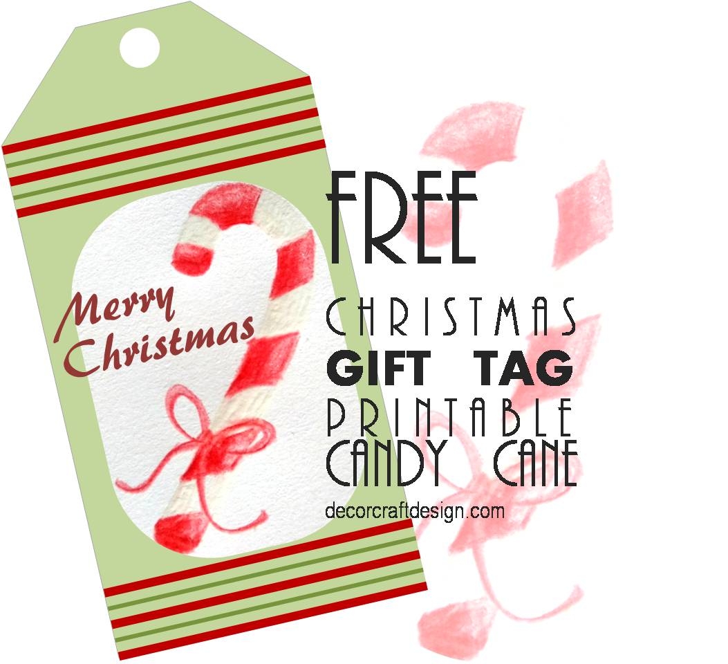 Free Christmas Gift Tag Printable Candy Cane Decor Craft Design