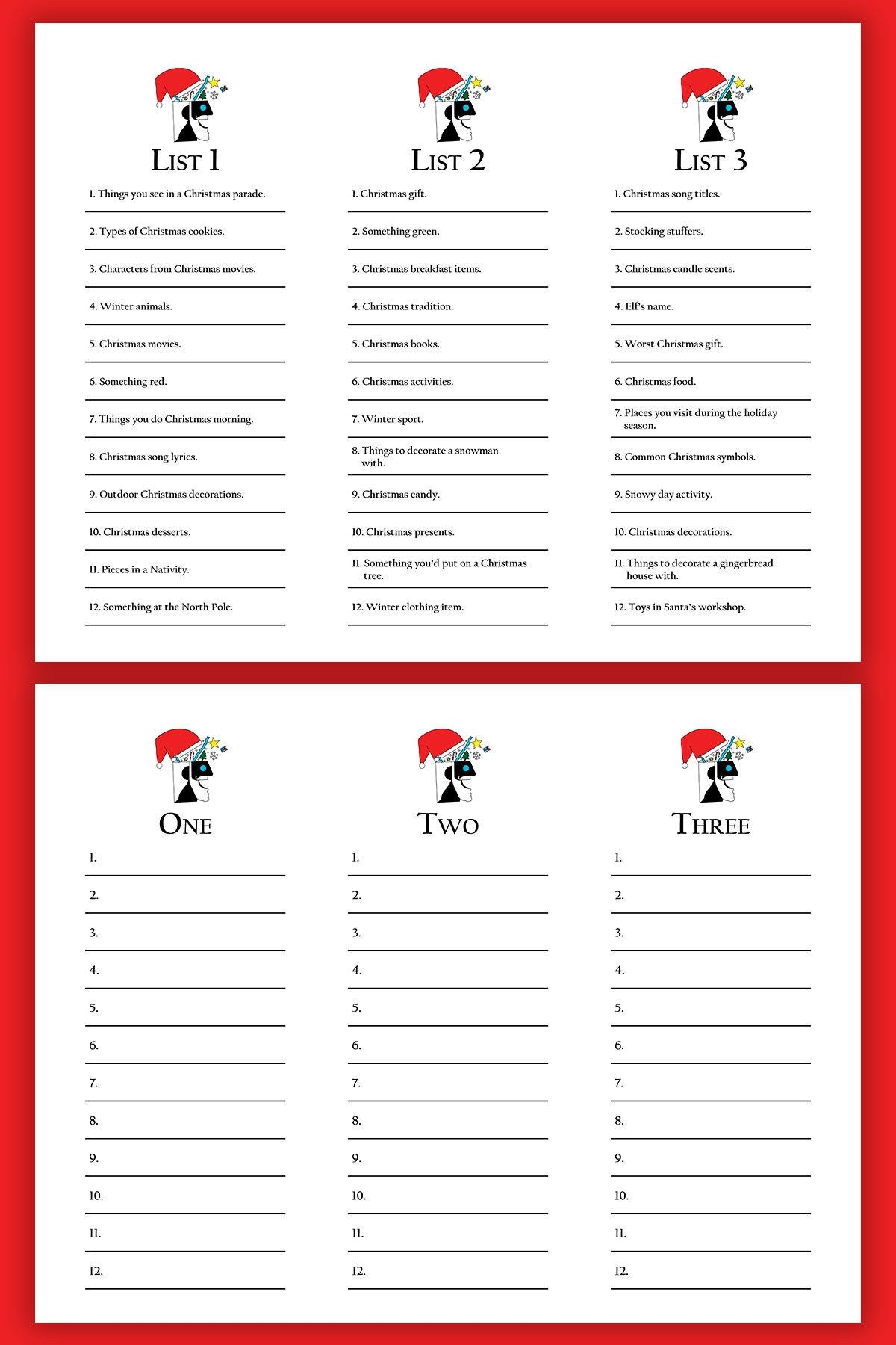 Free christmas scattergories printable example 6 Mom Envy