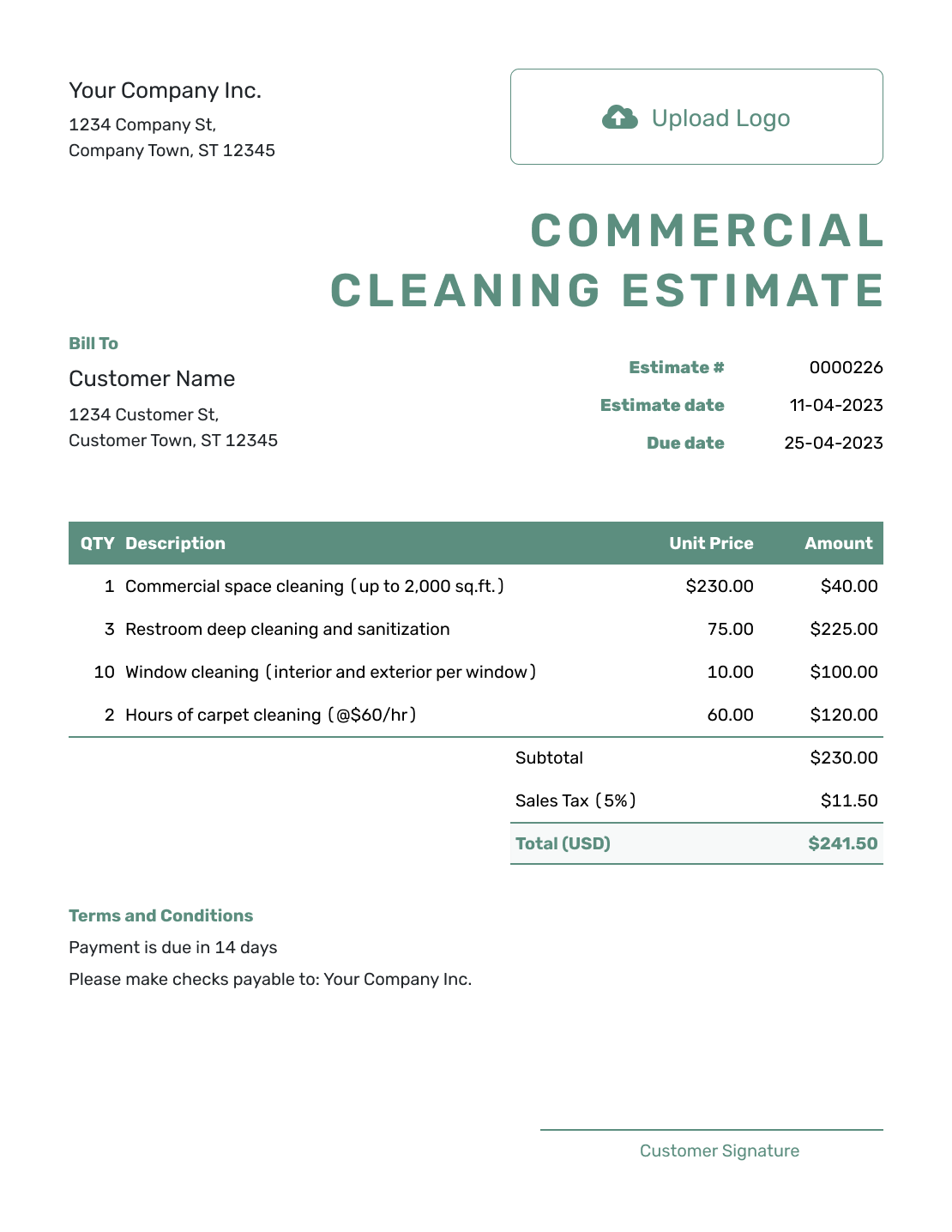Free Commercial Cleaning Estimate Template Docelf