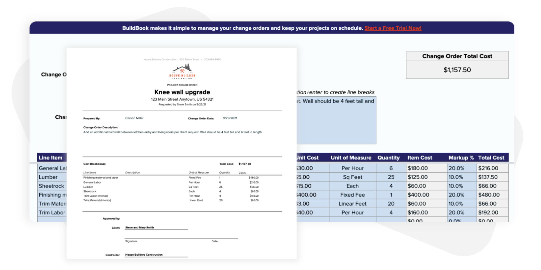 Free Construction Change Order Form For Excel Or Google Sheets